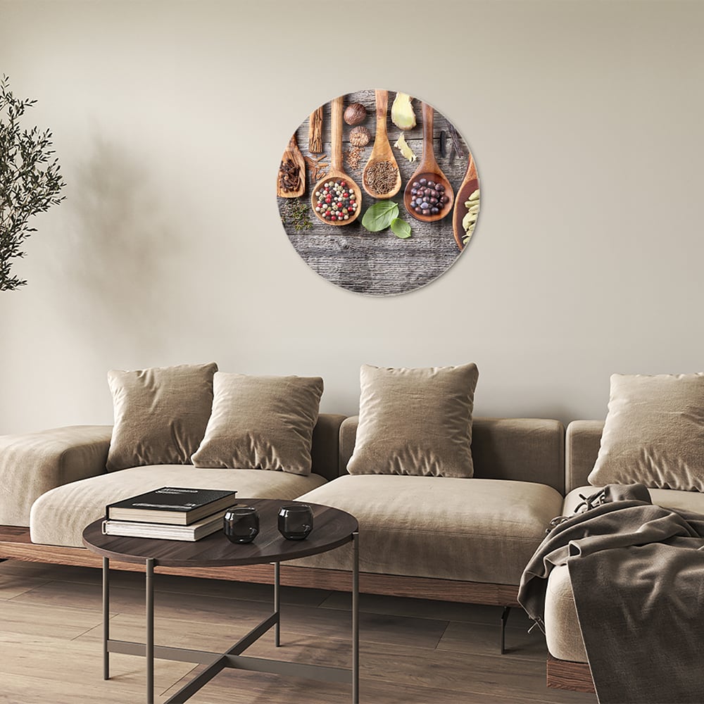 Glasbild mit natürlichen Rezepten im Löffel-Design