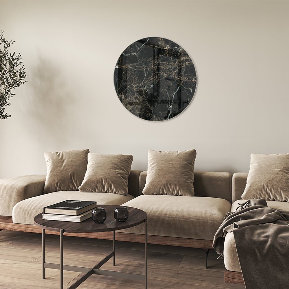 Elegantes schwarzes Marmor-Glasbild für luxuriöses Interieur