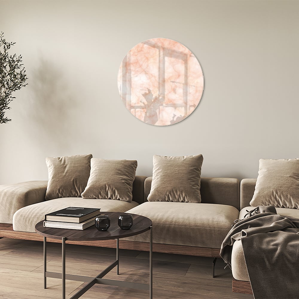 Hellrosa abstraktes Glasbild für ein elegantes Interieur