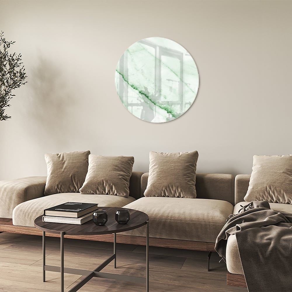 Elegantes Glasbild mit grüner Marmoroptik