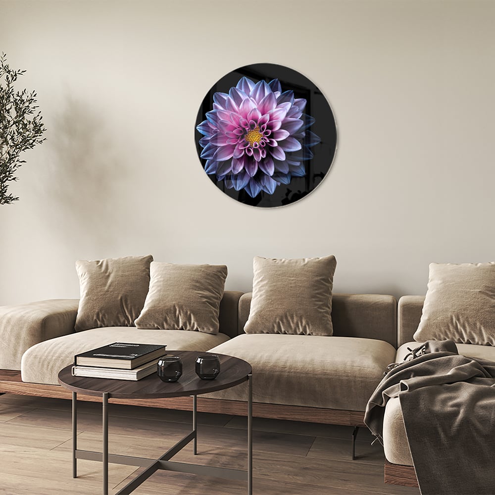 Elegantes Glasbild mit rosa Blume