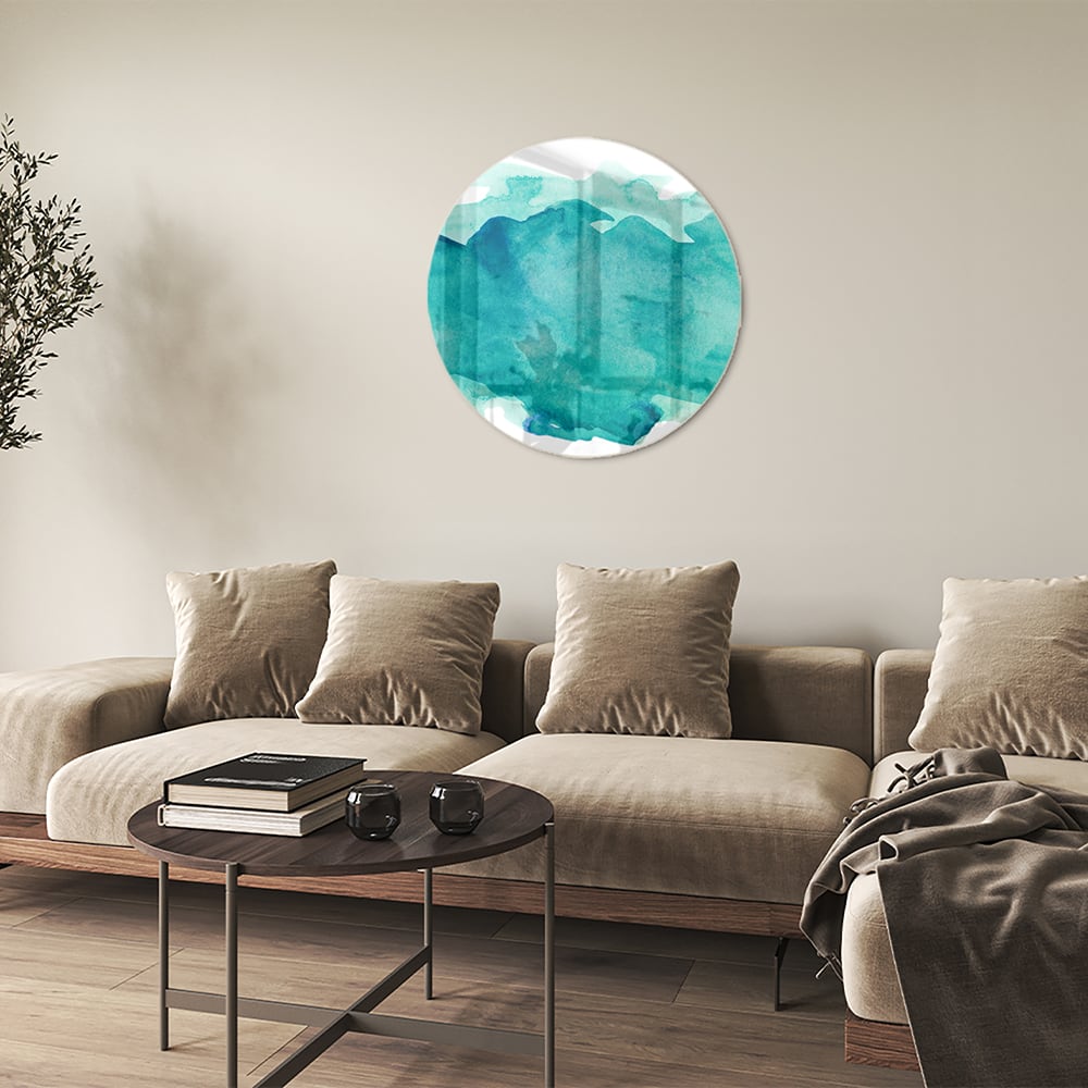 Abstraktes türkisfarbenes Glasbild für moderne Innenräume