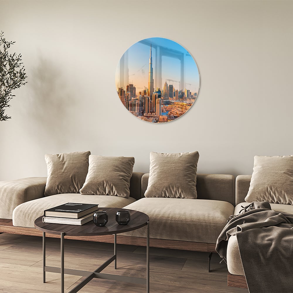 Modernes Glasbild mit Skyline Dubai