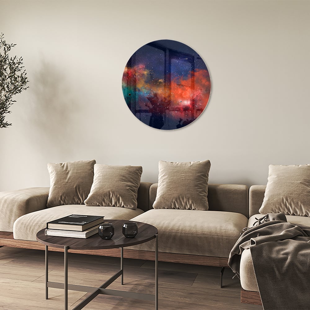 Leuchtendes Glasbild mit Galaxie
