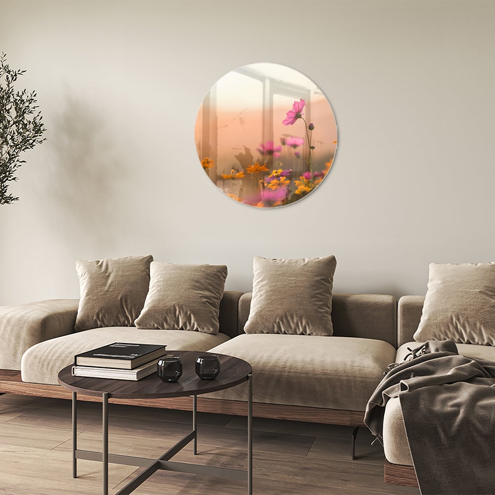 Wunderschönes Glasbild mit Blumen in Pastellfarben