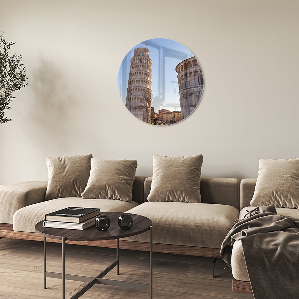 Glasbild mit dem Schiefen Turm von Pisa