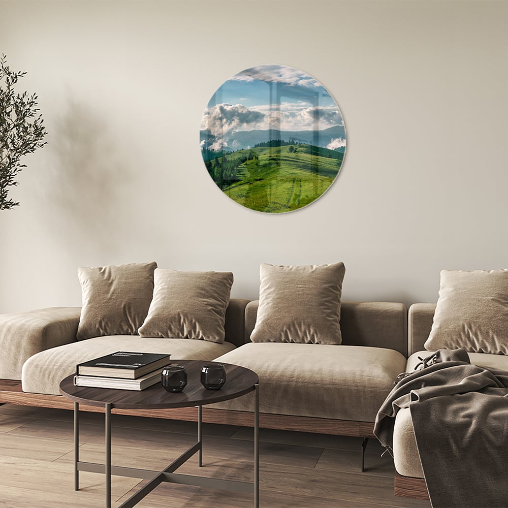 Glasbild mit atemberaubender Berglandschaft