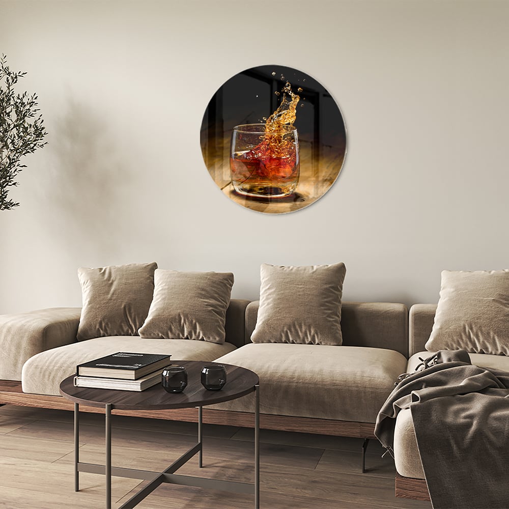 Glasbild mit spritzigem Getränk