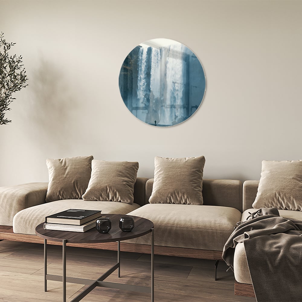 Atemberaubendes Glasbild mit Wasserfall