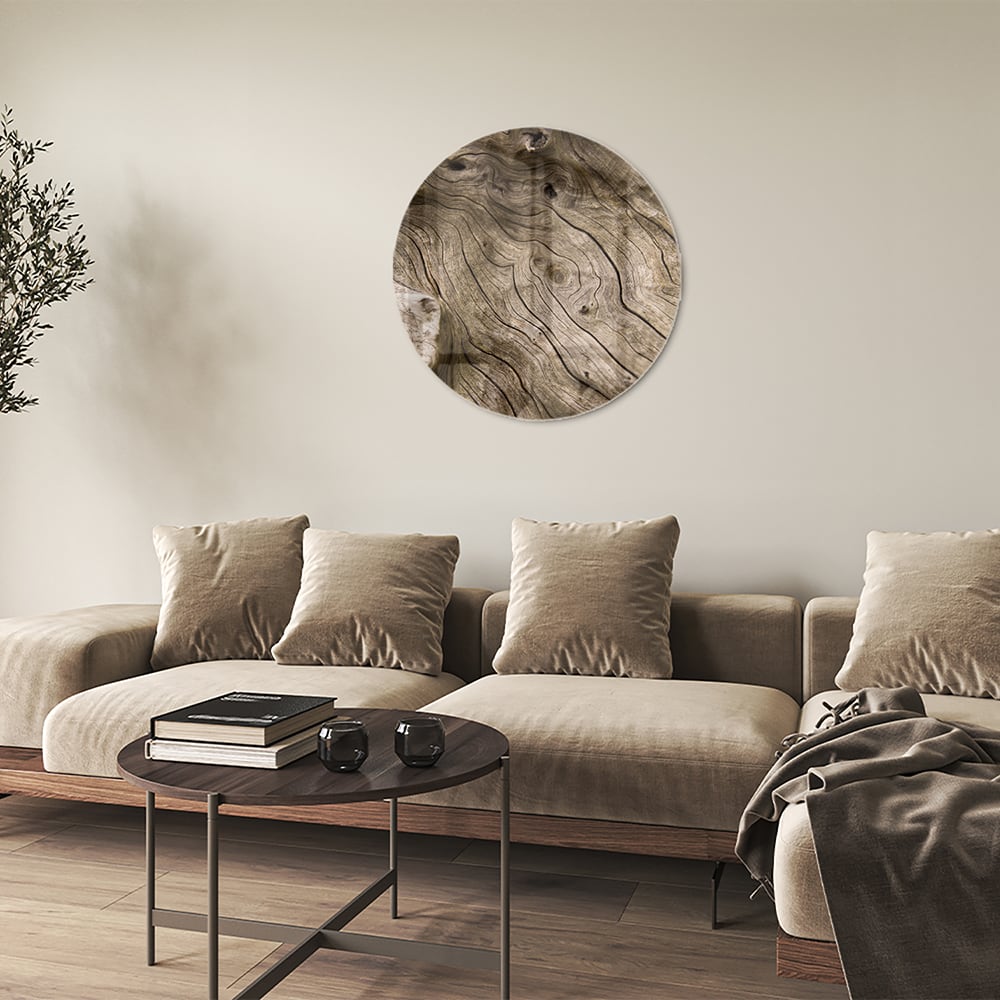 Glasbild mit Holzmaserung