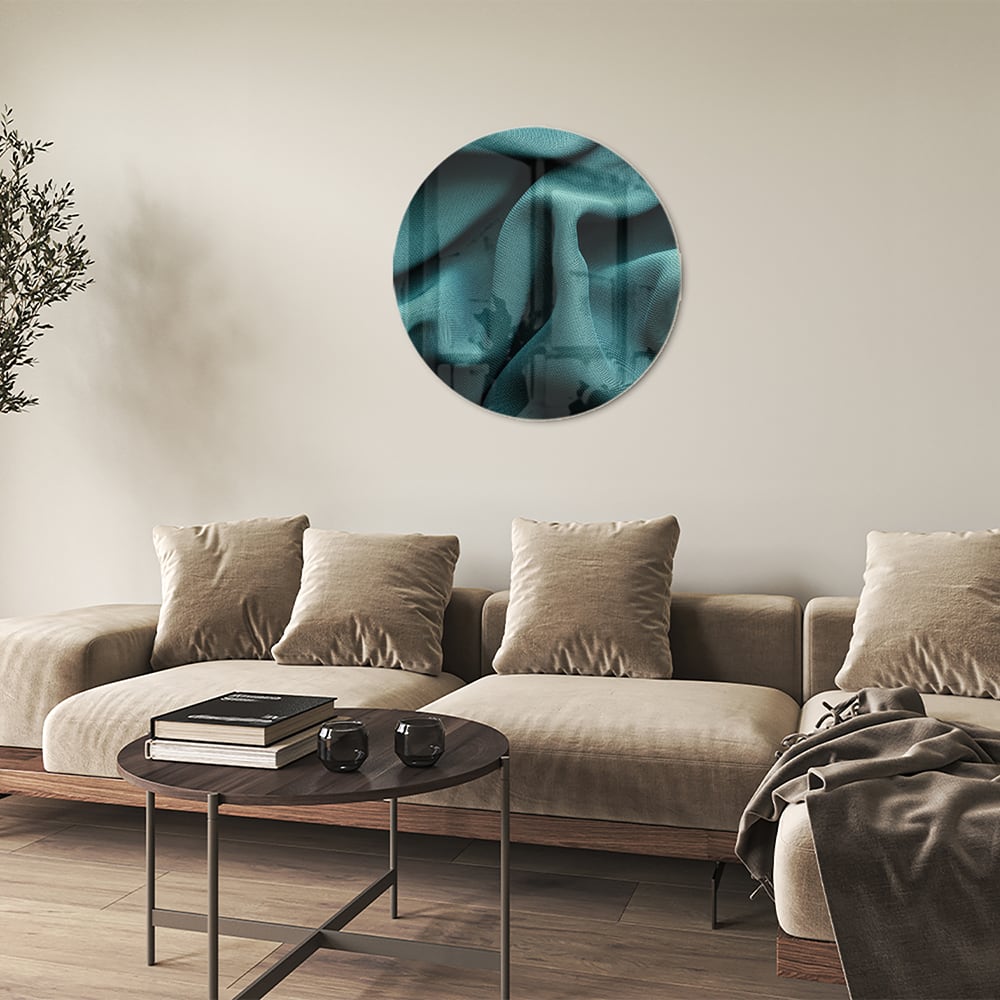 Elegantes Glasbild mit blau-grünem Design