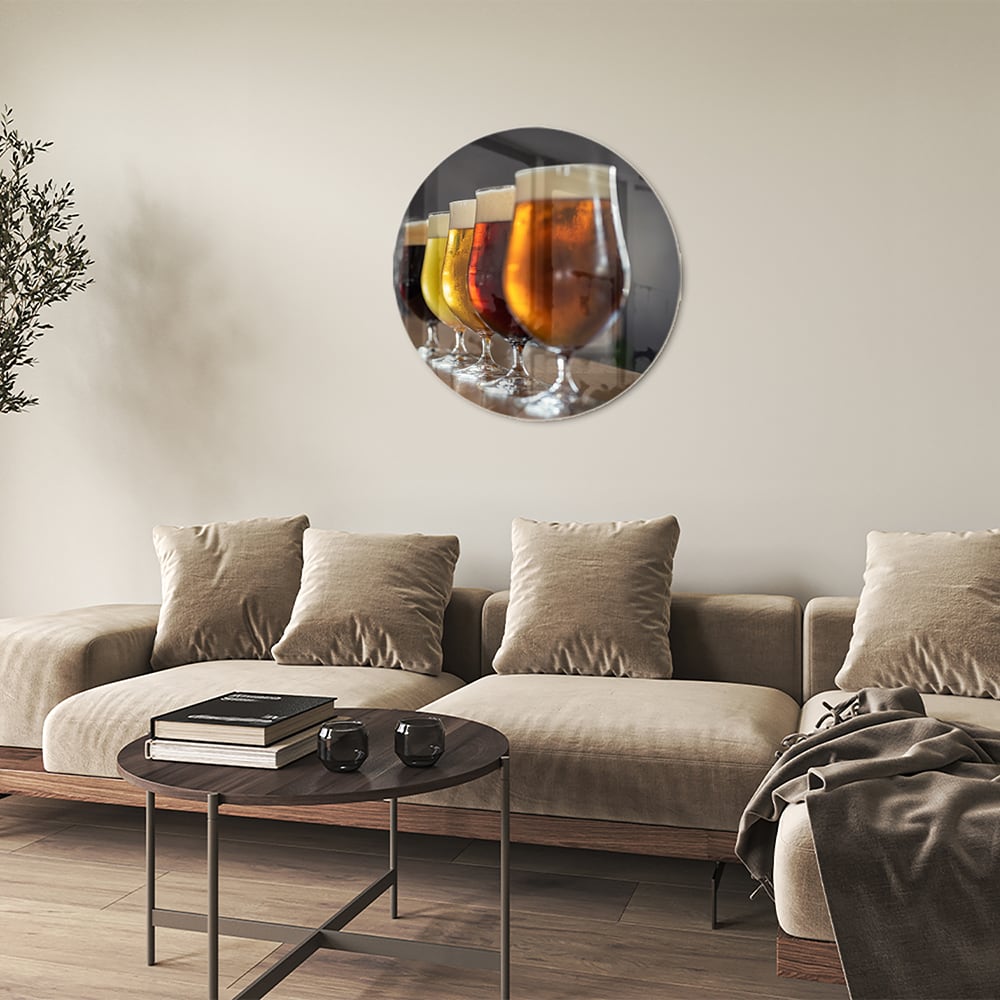 Glasbild mit verschiedenen Bieren