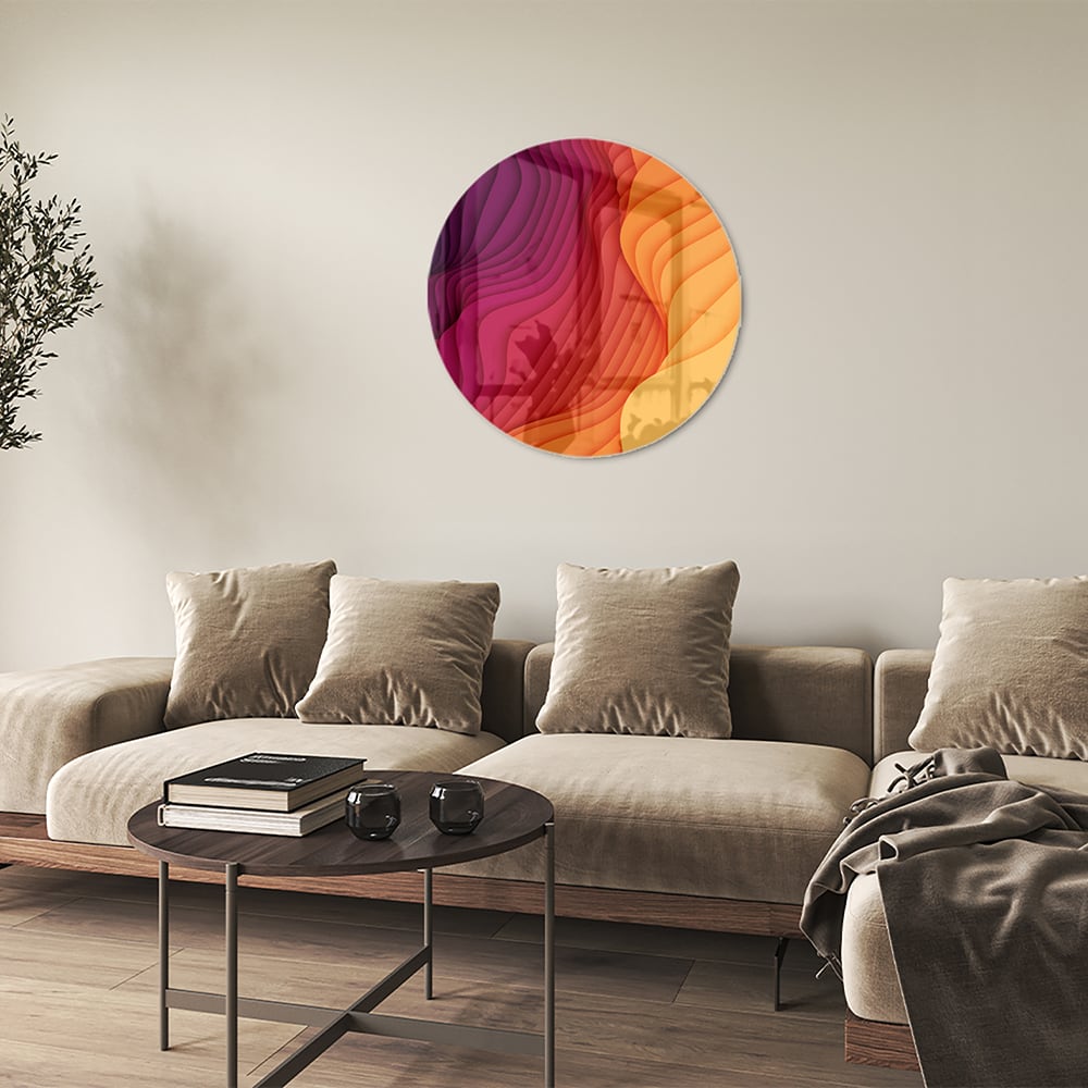 Abstraktes Glasbild mit leuchtenden Farben