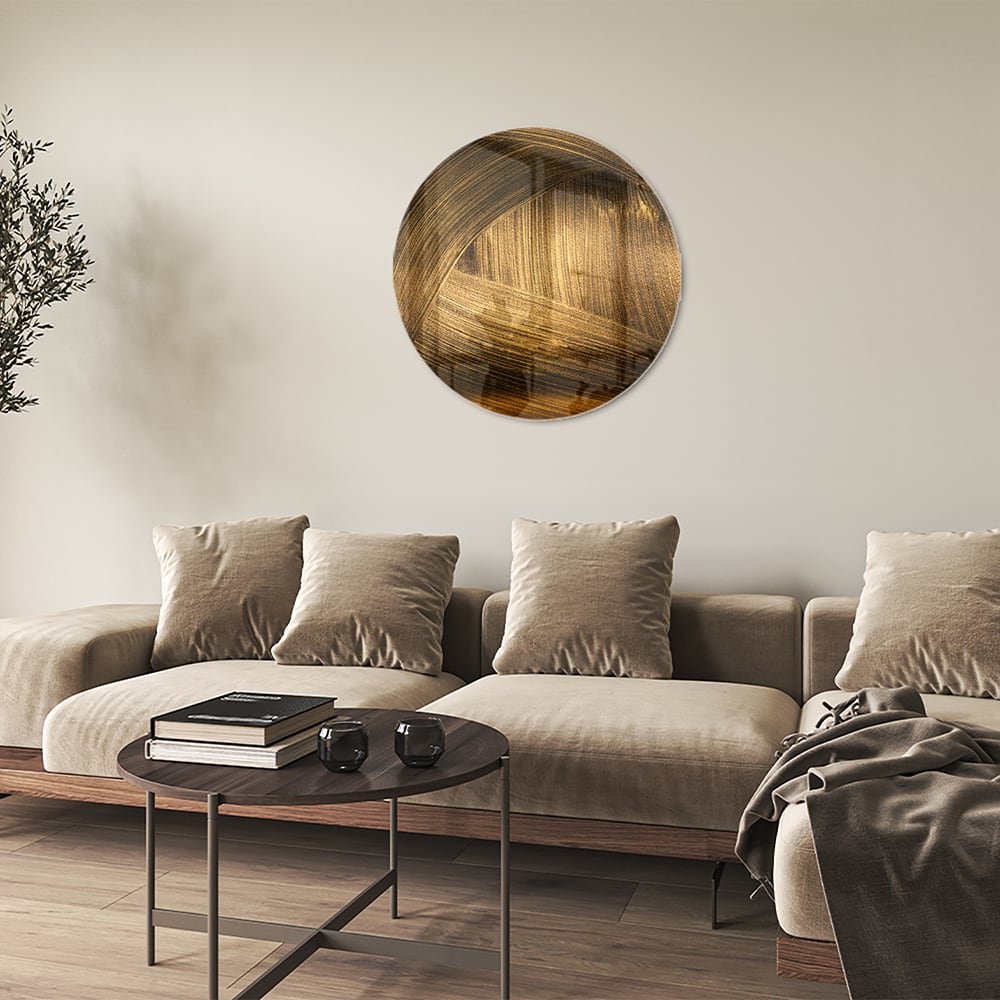 Elegantes Glasbild mit goldenem Muster
