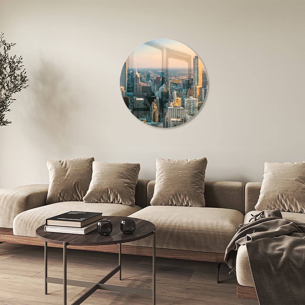 Stadtblick – Glasbild für moderne Innenräume