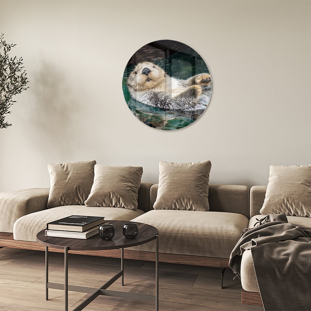 Glasbild mit schwimmendem Seeotter