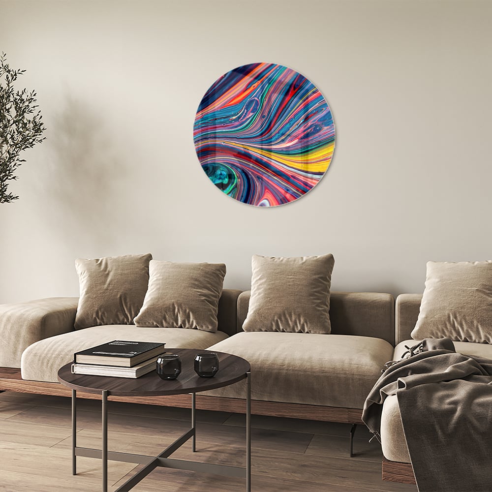 Farbenfrohes abstraktes Glasbild für ein modernes Interieur