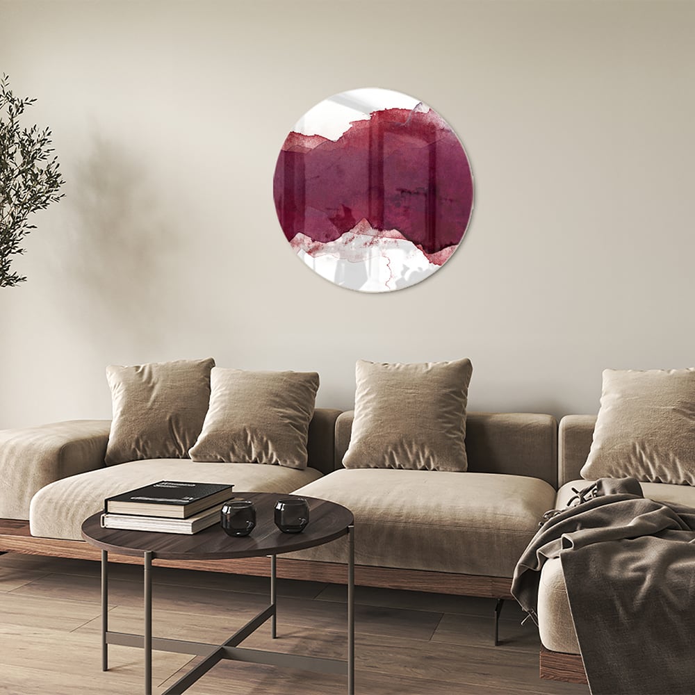 Abstraktes Glasbild in Tiefrot