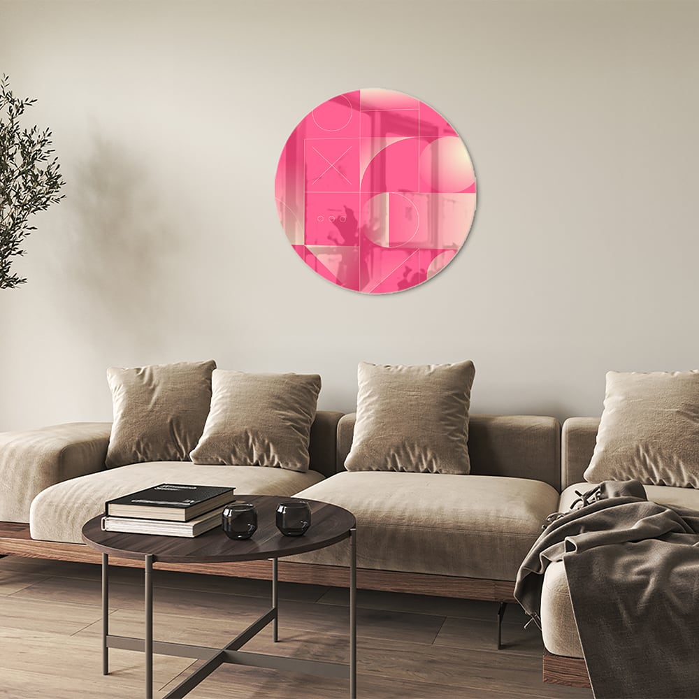 Modernes Glasbild in frischen Rosatönen