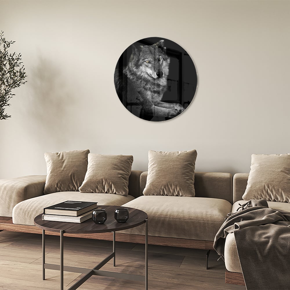 Glasbild mit einem majestätischen Wolf
