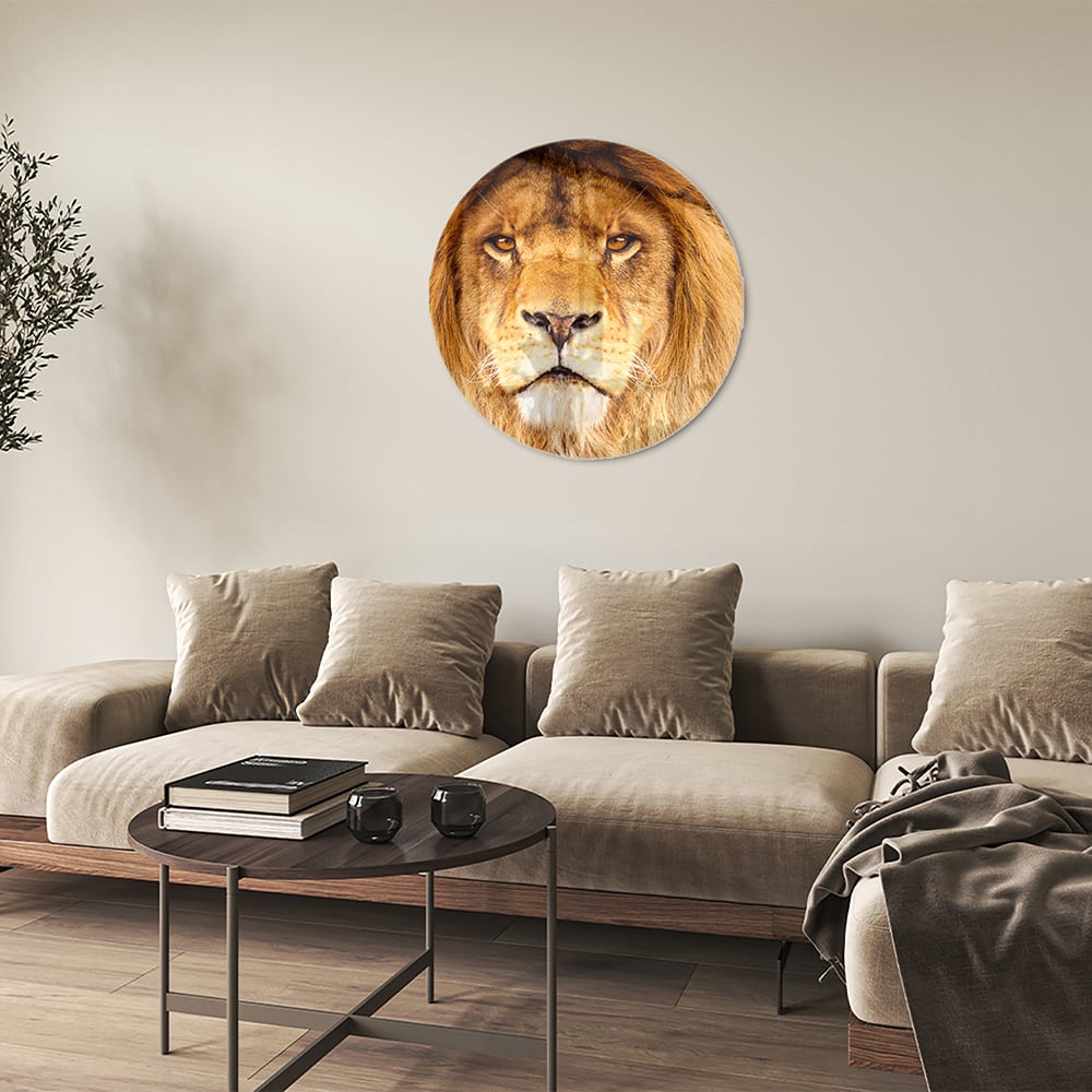 Glasbild mit majestätischem Löwen für Ihr Interieur