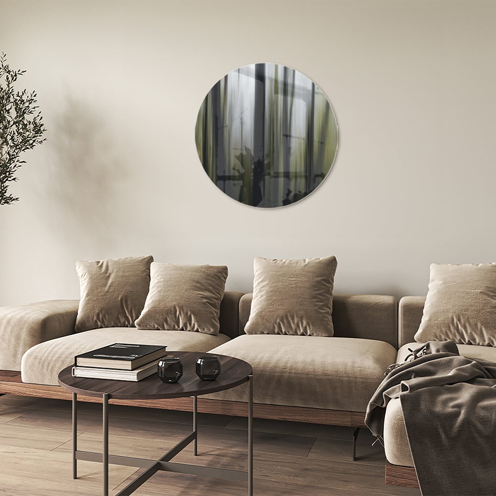 Glasbild mit grünem Bambus in einem modernen Wohnzimmer