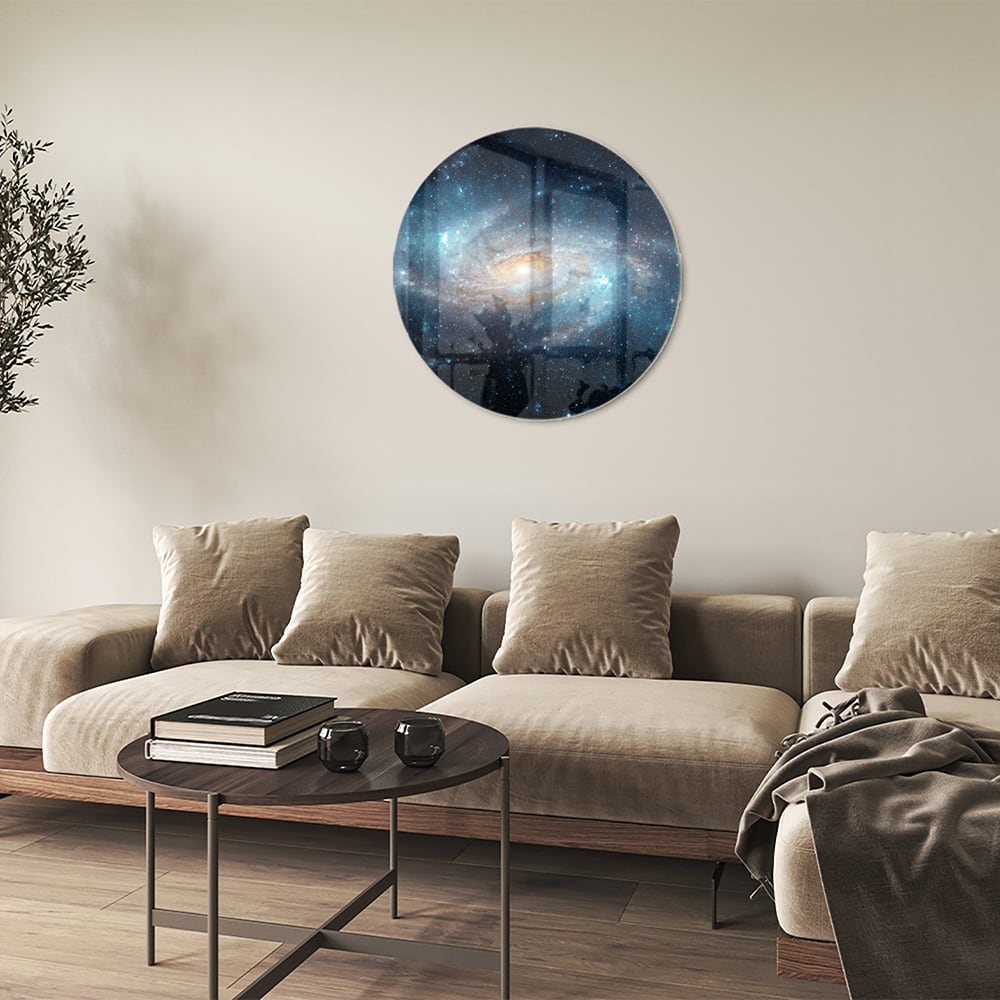 Mystisches Glasbild mit einer Galaxie