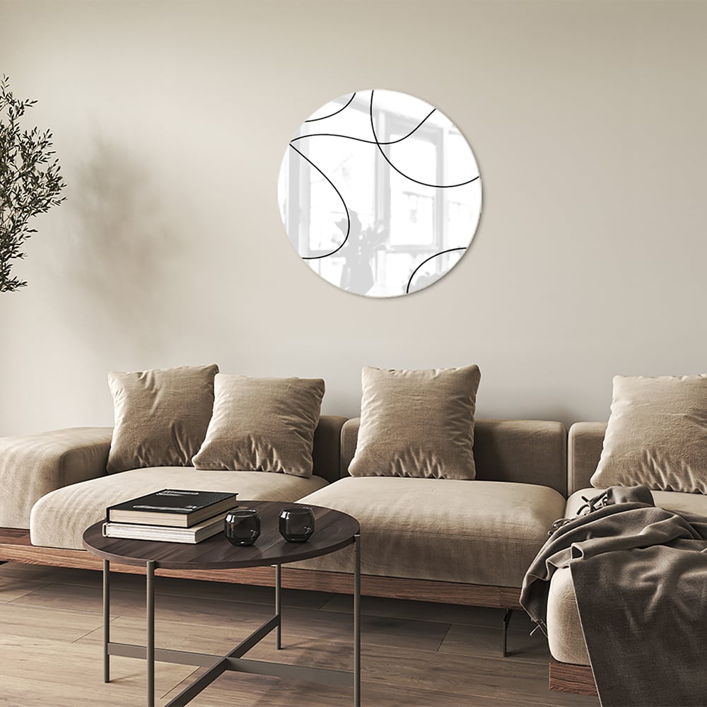 Modernes Glasbild mit schwarzen Linien