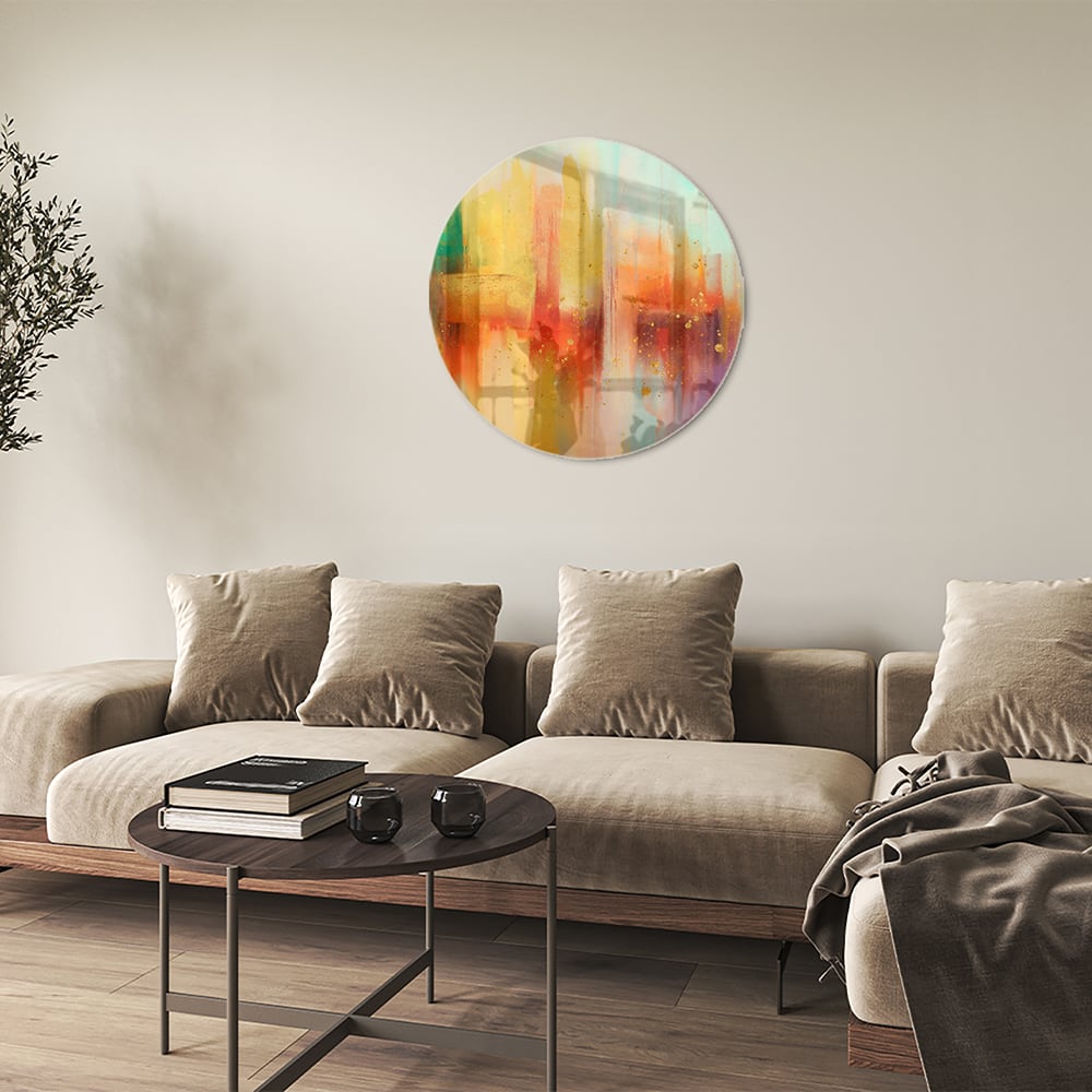 Farbenfrohes Glasbild mit abstrakten Formen