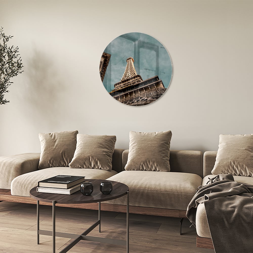 Glasbild mit dem Eiffelturm in luxuriöser Optik