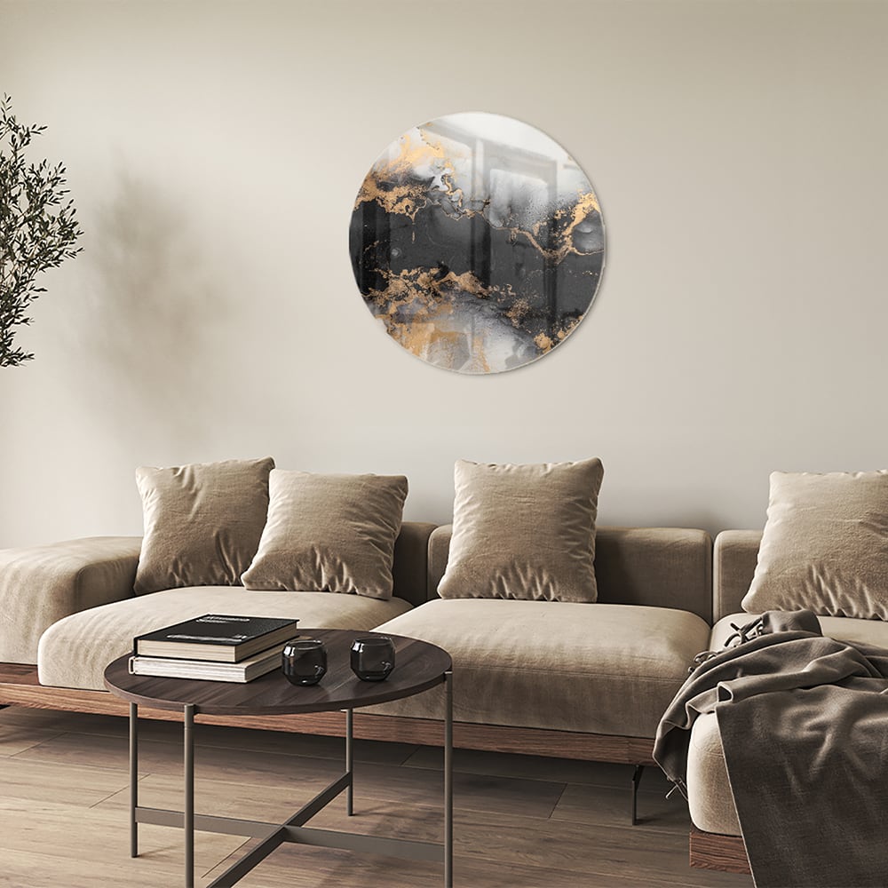 Elegantes Glasbild mit Gold und Schwarz