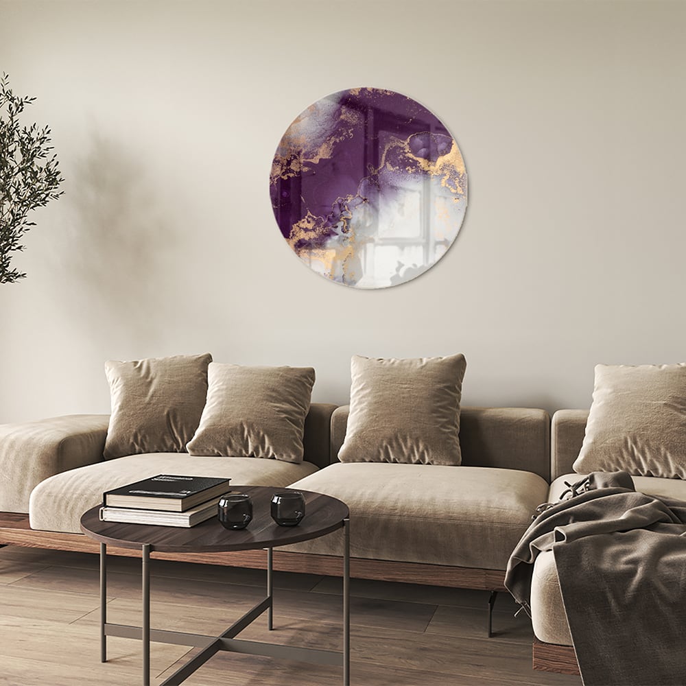 Violettes Glasbild mit goldenen Akzenten