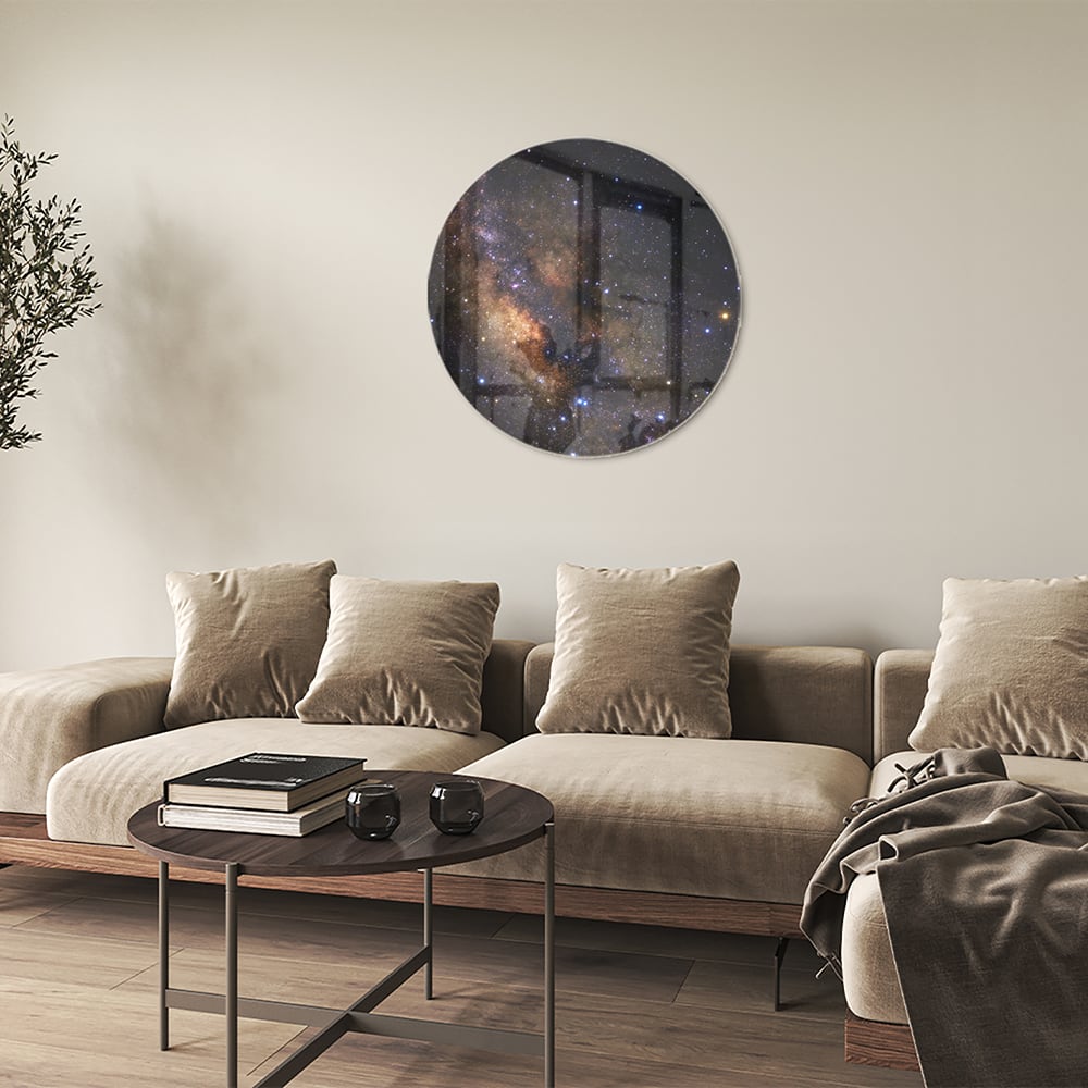 Abstraktes Glasbild mit dem Universum