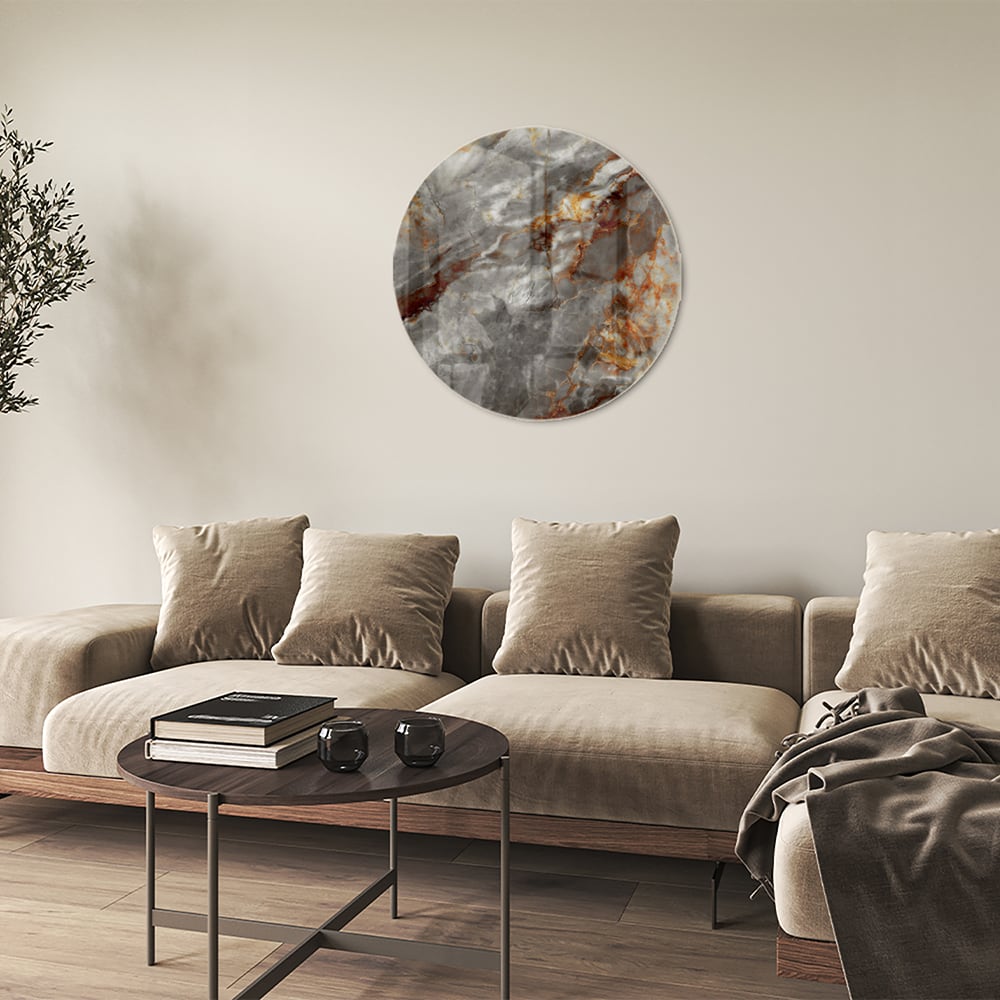 Glänzendes Glasbild mit Marmoroptik in Grau