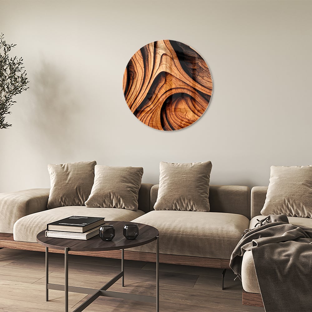 Elegantes Glasbild mit Holzstruktur