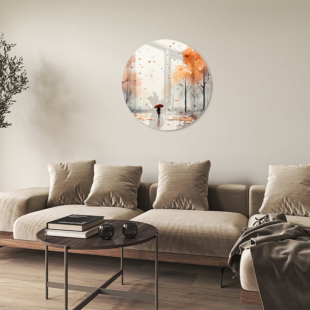 Zauberhaftes Glasbild mit Herbstlandschaft