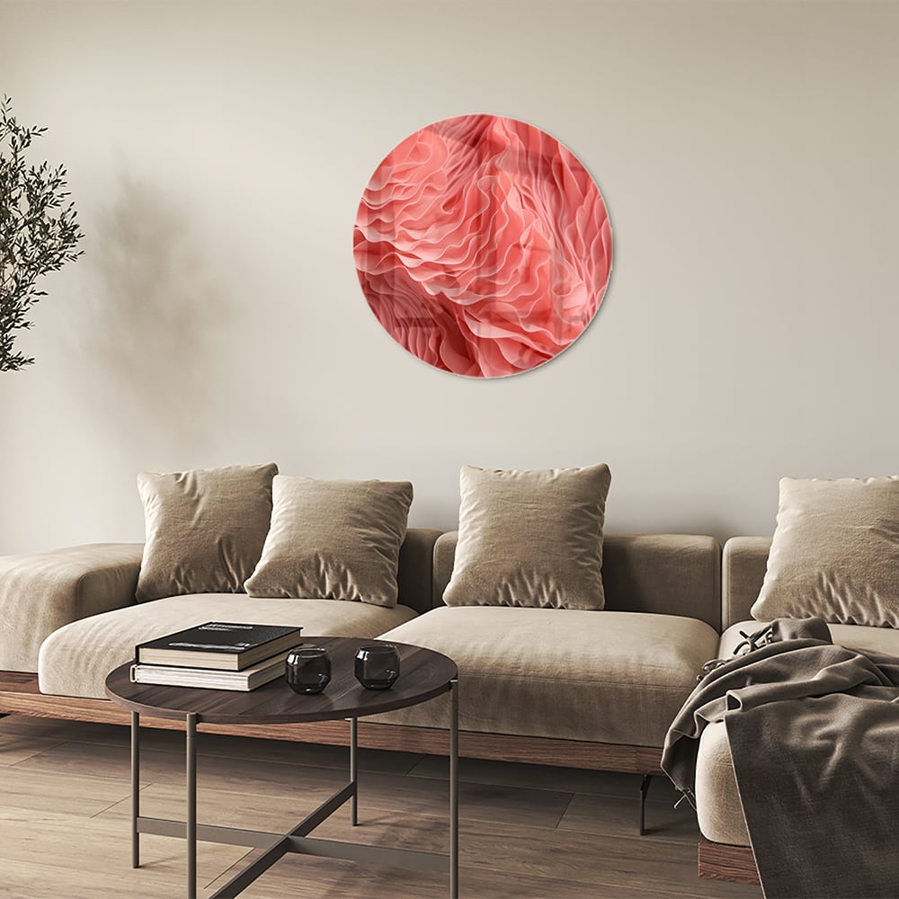 Abstraktes rosa Glasbild mit wellenförmigem Muster