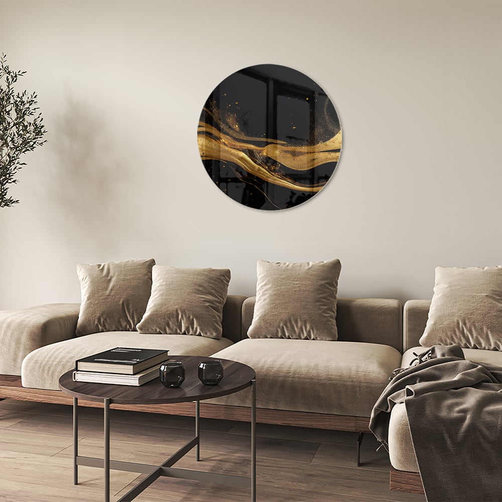Elegantes Glasbild mit goldenen Linien