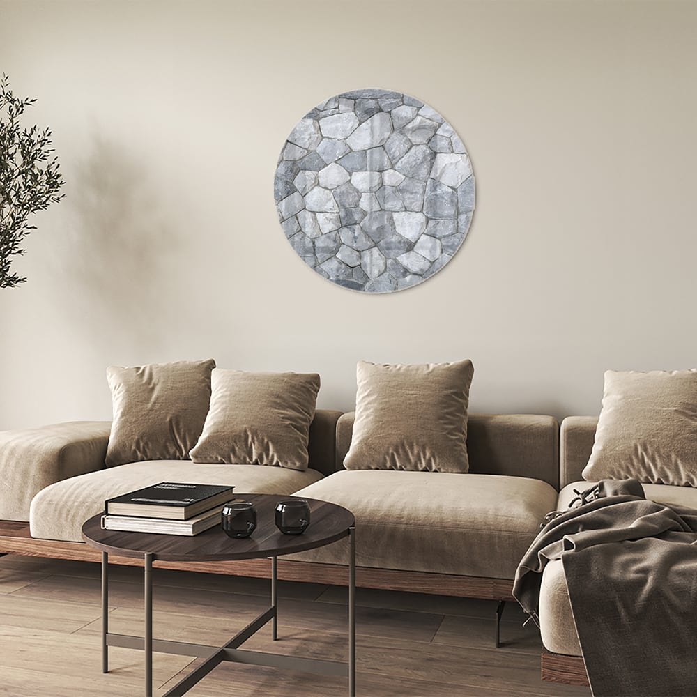 Elegantes Glasbild mit grauen Steinen