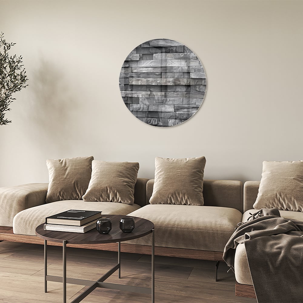 Modernes Glasbild mit grauer Textur