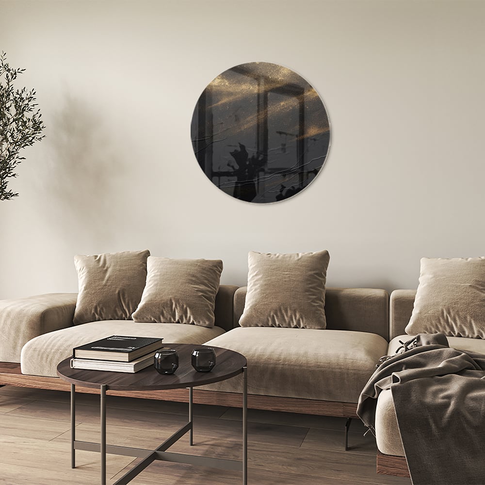 Modernes Glasbild mit goldenen Akzenten