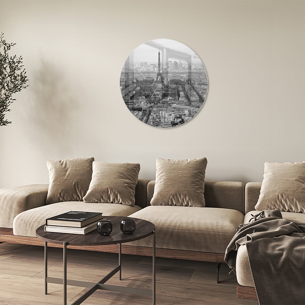 Schwarz-Weiß-Glasbild mit Paris-Motiv