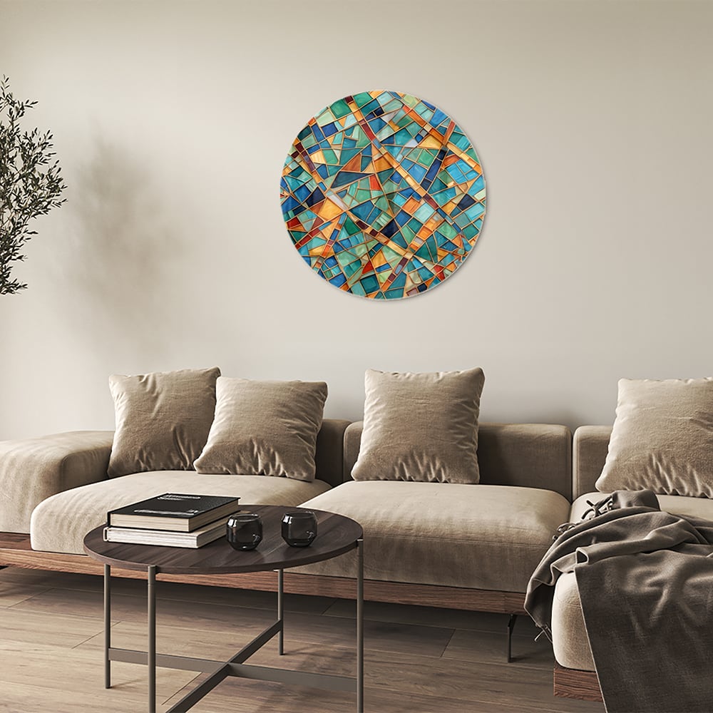 Farbenfrohes abstraktes Glasbild für Ihr Interieur