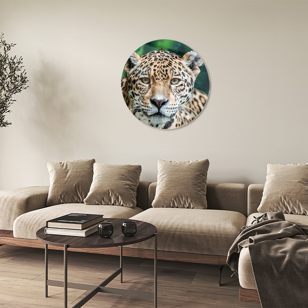 Beeindruckendes Glasbild mit einem Jaguar