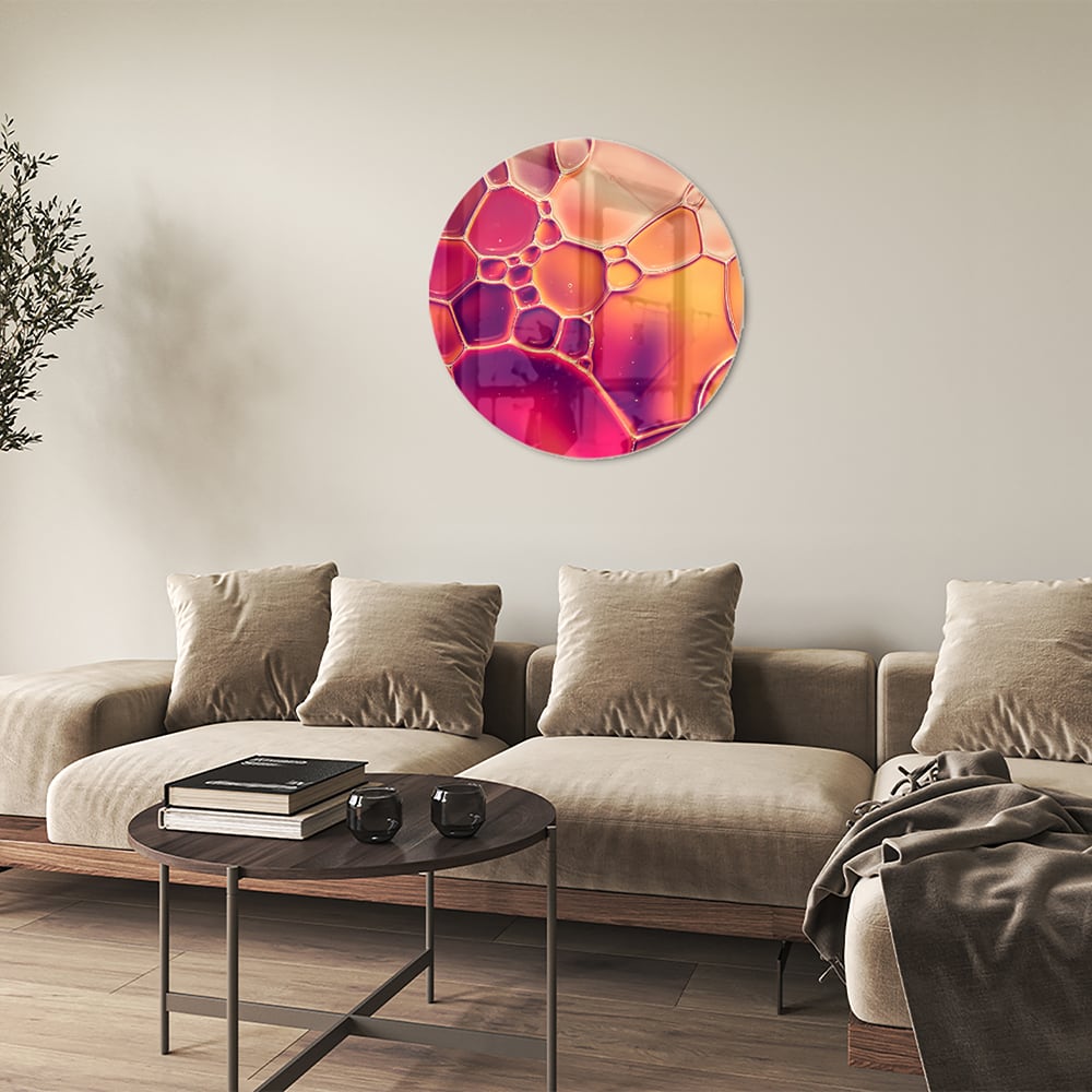 Abstraktes Glasbild in warmen Farben