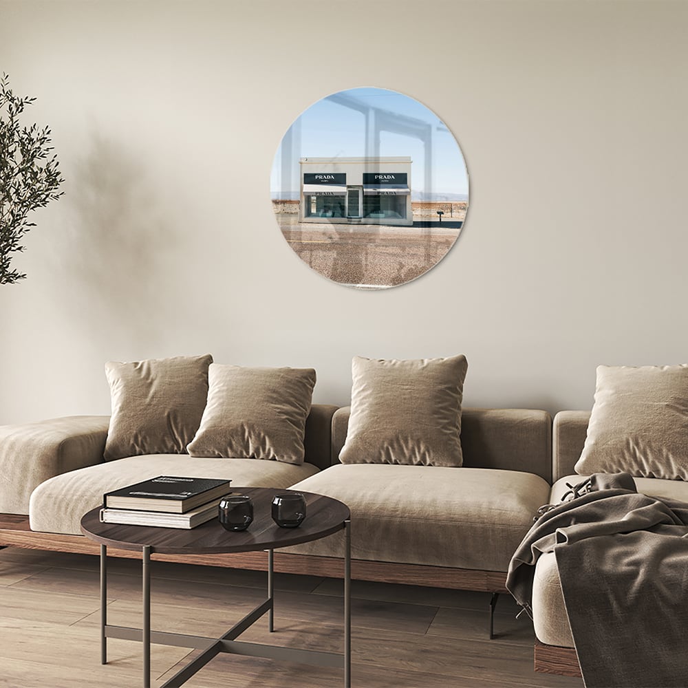 Modernes Glasbild mit einer Wüstenlandschaft