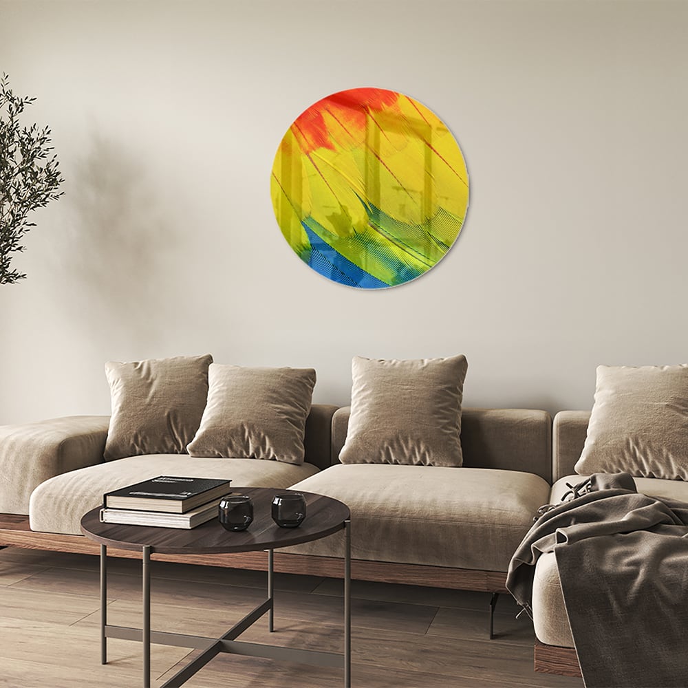 Farbenfrohes Glasbild mit abstrakten Wellen