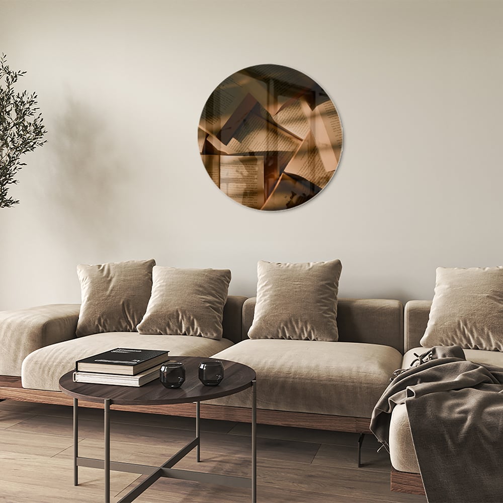 Modernes Glasbild mit abstrakten Formen
