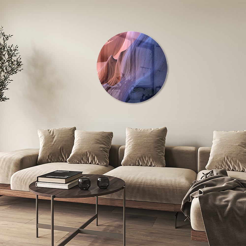 Abstraktes Glasbild mit warmen Farbtönen