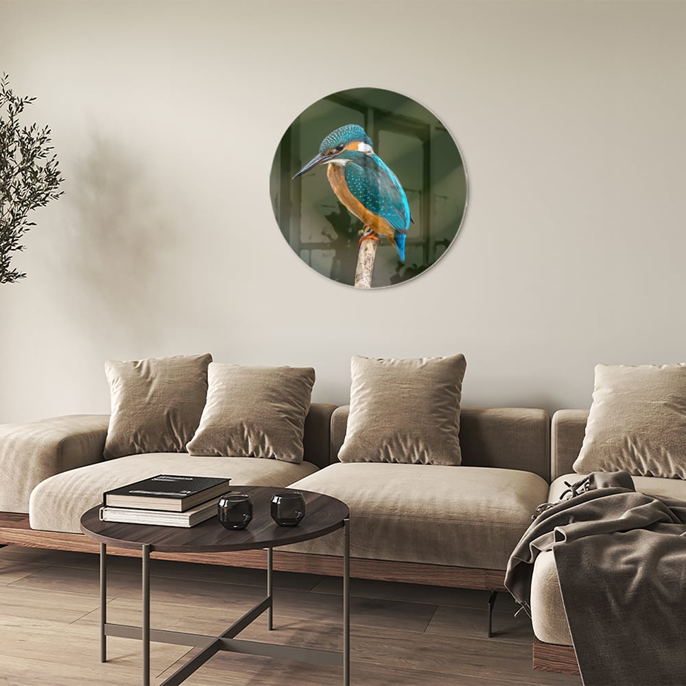 Elegantes Glasbild mit einem Eisvogel